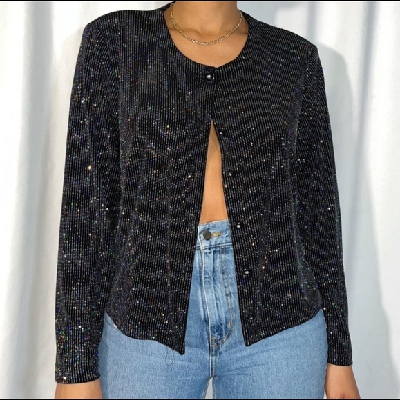 Vintage Ronni Nicole Glitter Cardigan Jacket - Picture 1 of 9